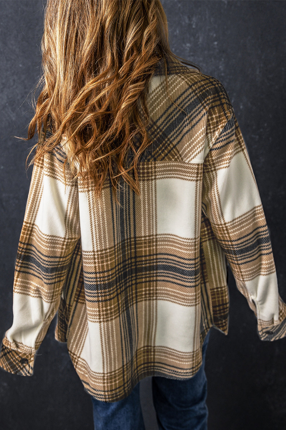 Plaid Button Up Long Sleeve Shacket Trendsi