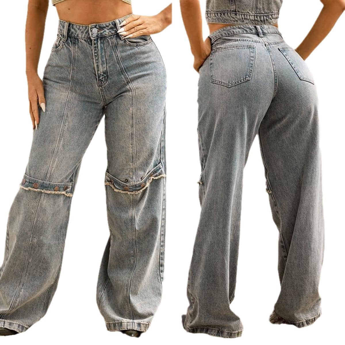 Y2k Baggy Wide Leg Jeans Women Vintage Streetwear Washed Denim Pants Grunge Basic Slouchy Trousers ARZ