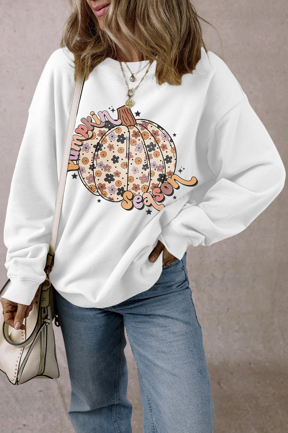 Pumpkin Graphic Long Sleeve Sweatshirt Trendsi