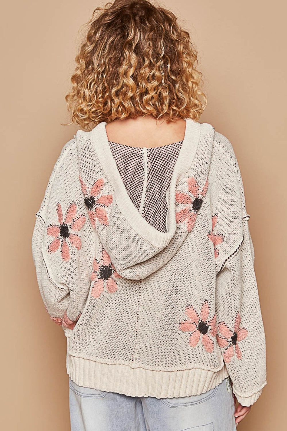 POL Floral Pattern Hooded High-Low Sweater Trendsi