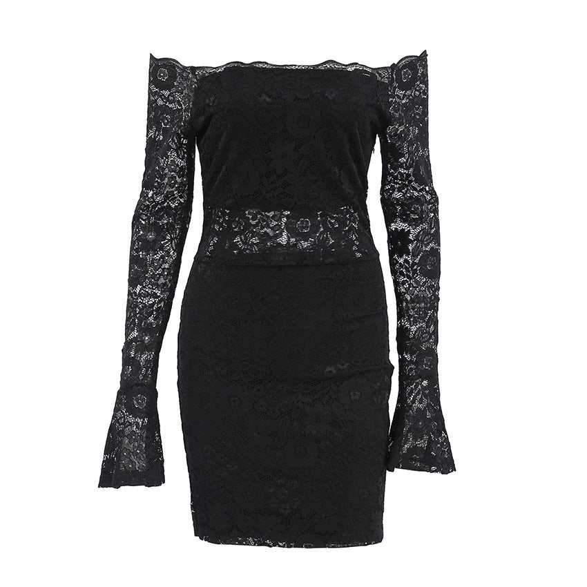 Off-shoulder Lace Dress Women's Cinched Bodycon ARZ