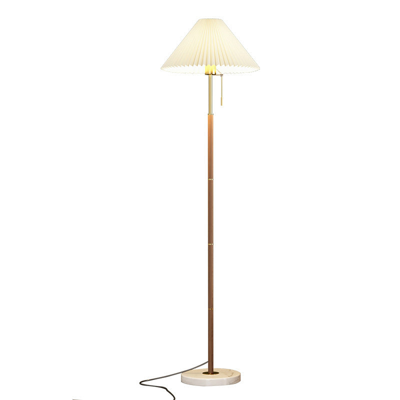 Retro Light Luxury Wood Grain Simple Pleated Floor Lamp Bedroom Bedside Sofa Study Floor Lamp ARZ