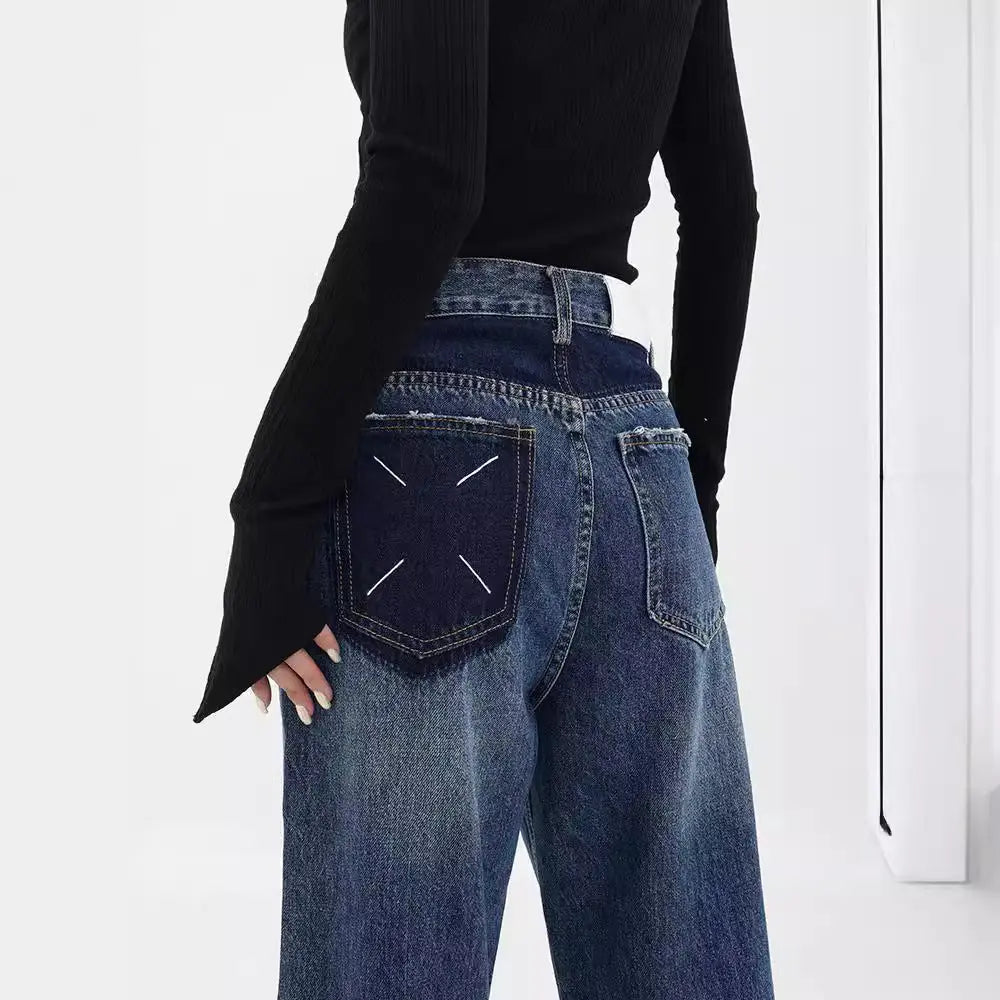 Women's Wide-leg Jeans Loose High Waist Drooping ARZ