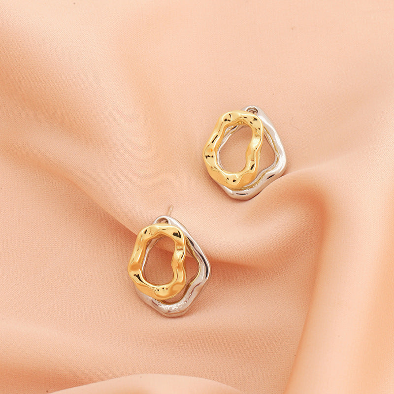 Irregular Twisted Ring Two-tone Shaped Temperament Affordable Luxury Fashion Earrings ARZ