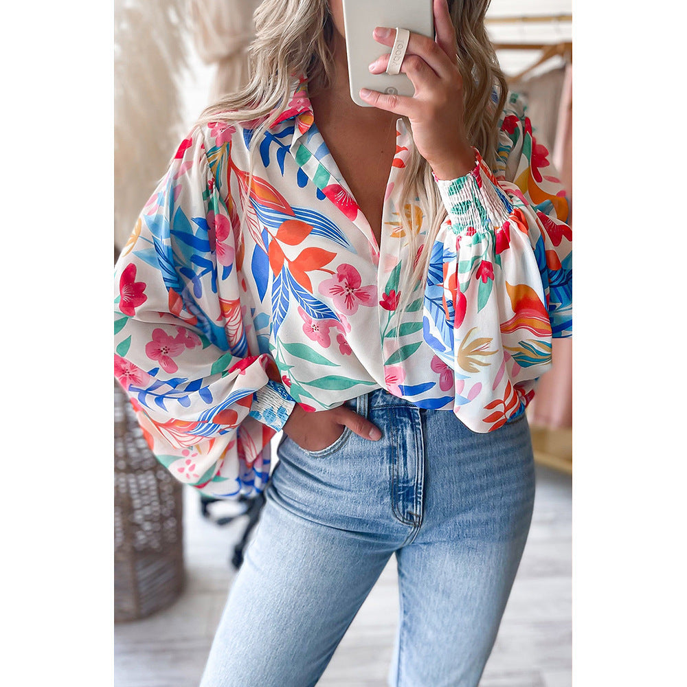 Fashion Printing Lantern Long Sleeve Loose Shirt ARZ