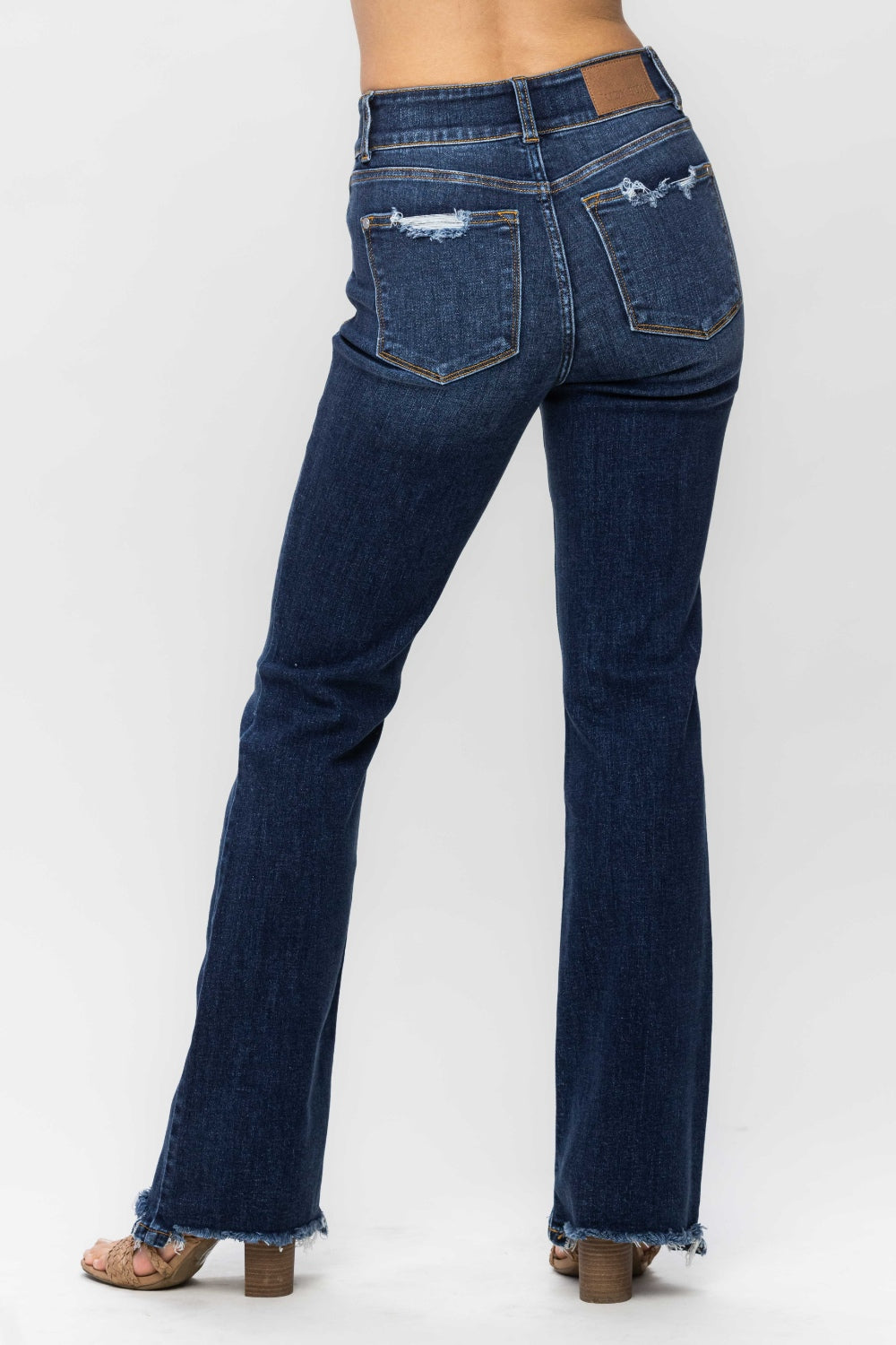 Judy Blue Full Size Frayed Hem Bootcut Jeans Trendsi