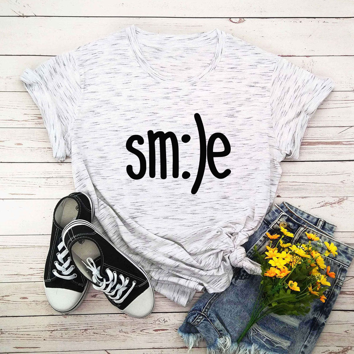 S-5XL Plus Size TShirt Women New Smile Letter Printed Shirt O Neck Short Sleeve Tees Summer Top 100%cotton Women's T-shirts ARZ