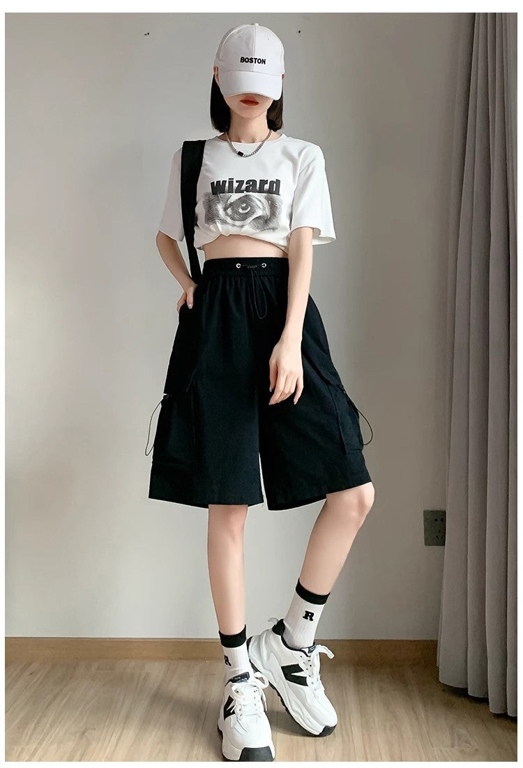 Women's Casual Sports Loose Wide Leg Middle Pants ARZ