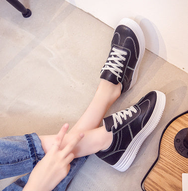 2021 New Spring Thick White Shoes Casual Shoes Female Korean Female Leather Shoes Solid Platform Shoes ARZ