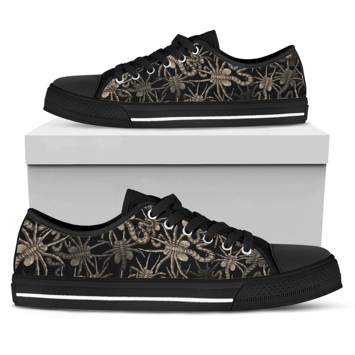 Pattern Low Top Black Soled Canvas Shoes Casual Sneaker ARZ