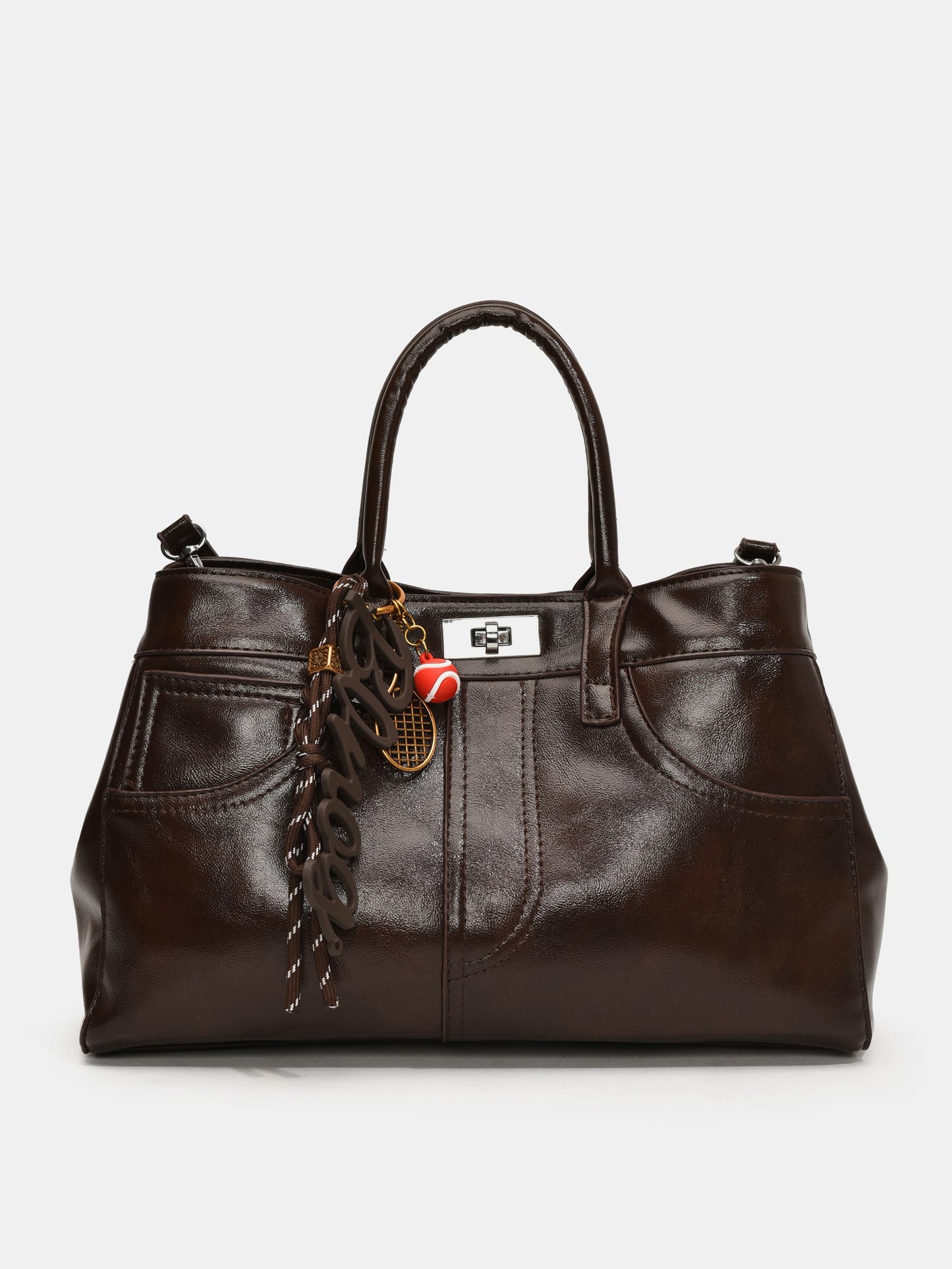 PU Leather Handbag with Pendant Trendsi