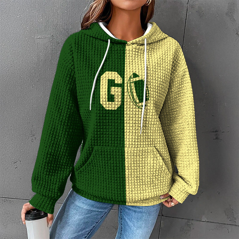 Waffle Sweater Hooded Sweaters Women's Clothing ARZ