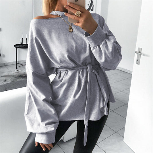 Long sleeve slant shoulder blouse ARZ