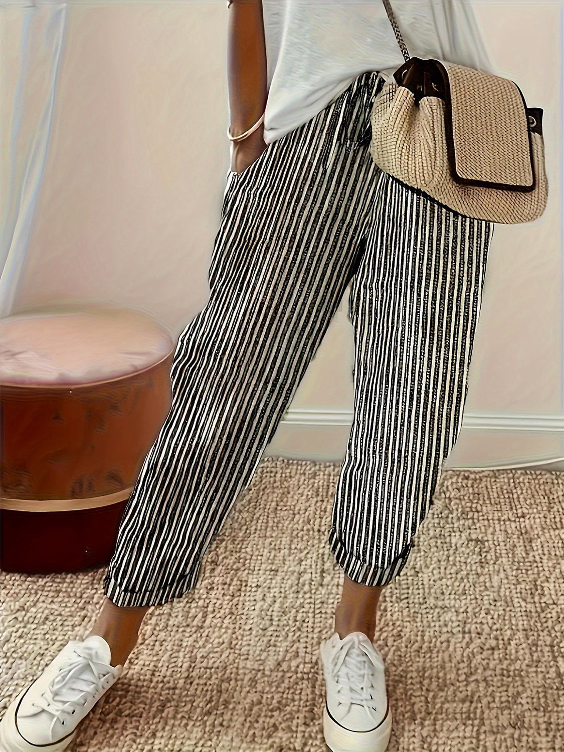 Stylish Striped Pants with Pockets for Everyday Wear Trendsi