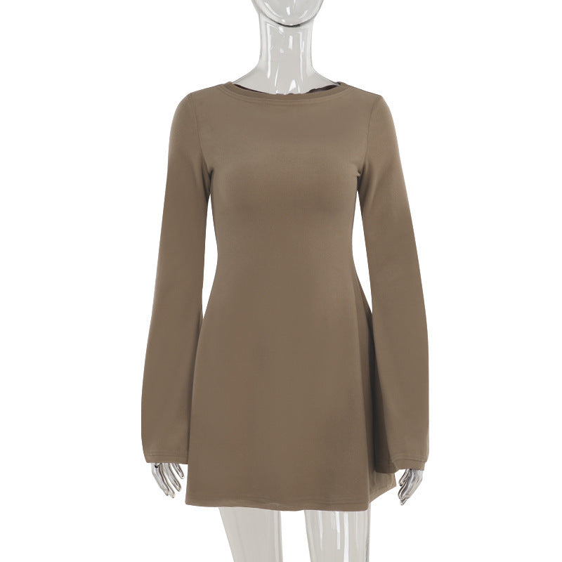 Fashionable Elegant Slim Basic Woolen Long Sleeve Dress ARZ