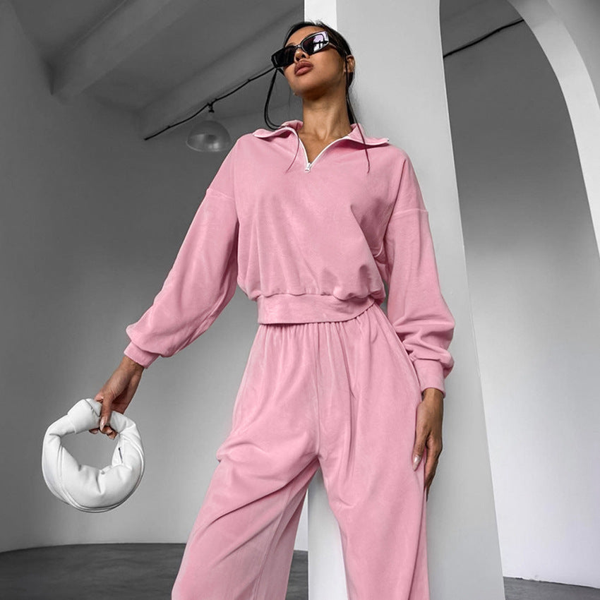 Sports Sweater Suit Autumn And Winter Street Style Coat Trousers Two-piece Women's Clothing ARZ