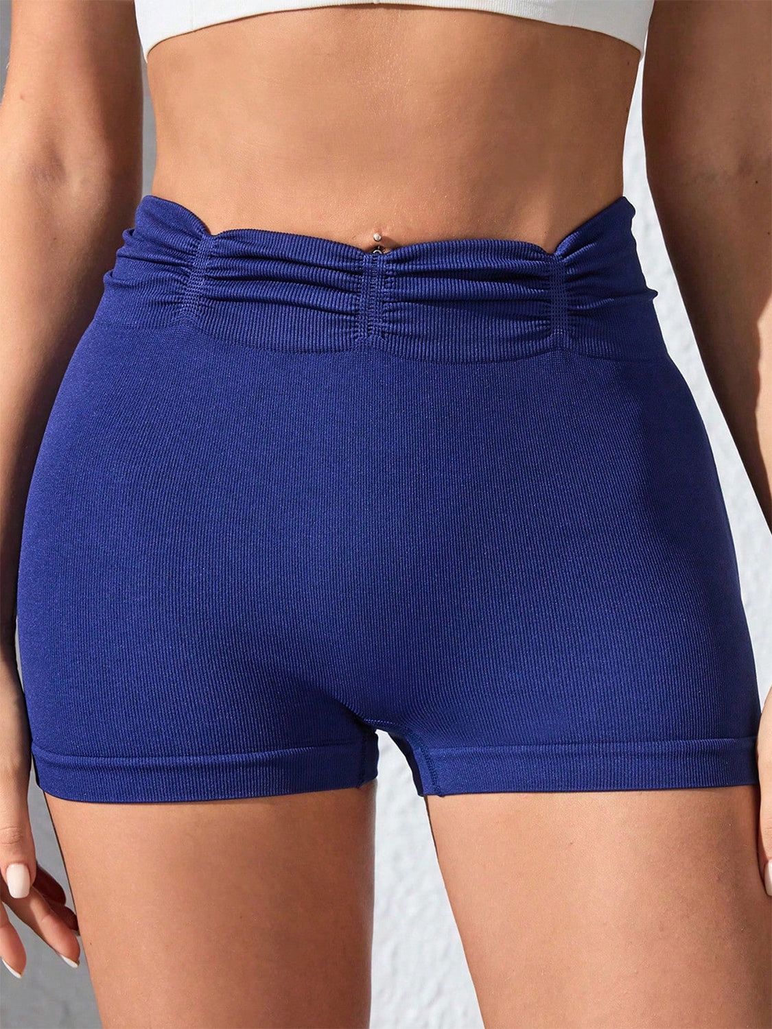 Ruched High Waist Active Shorts Trendsi