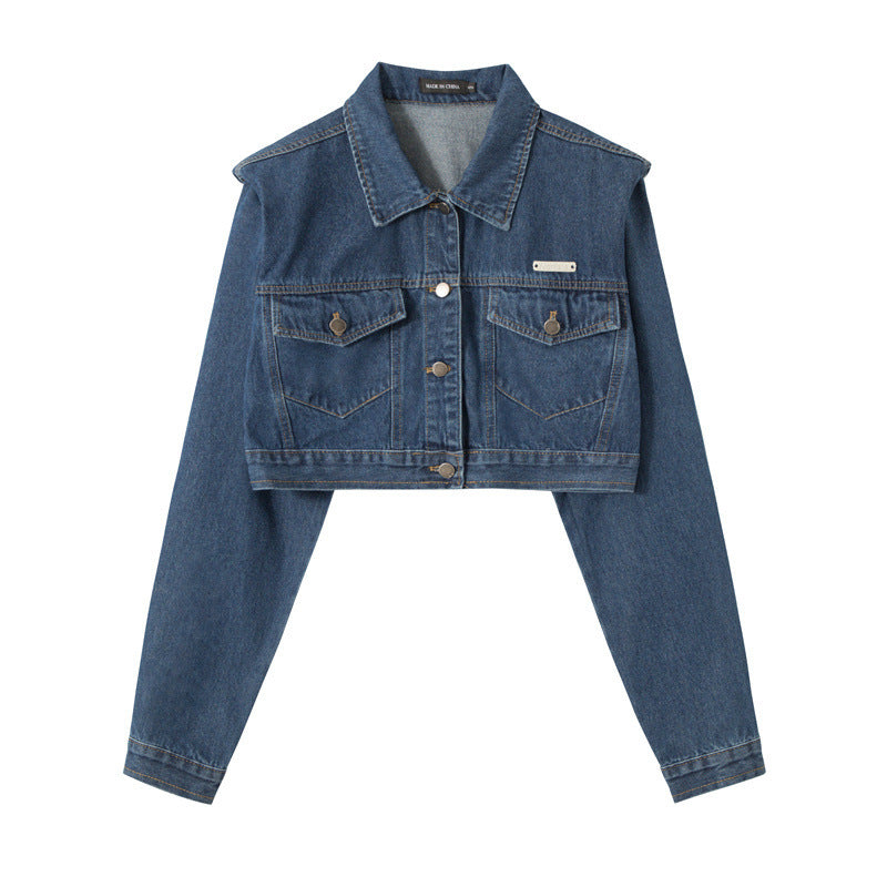 Sweet Cool Short Denim Jacket Casual Ins Hong Kong Style Easy Matching Coat ARZ