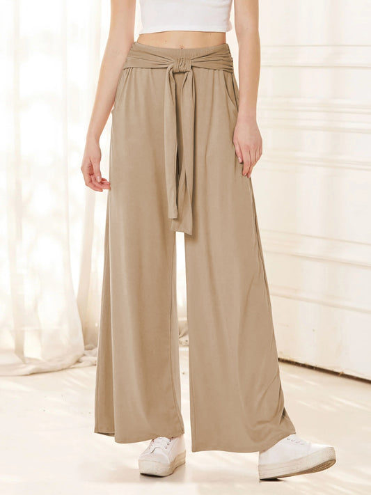 Tied Wide Leg Pants with Pockets Trendsi