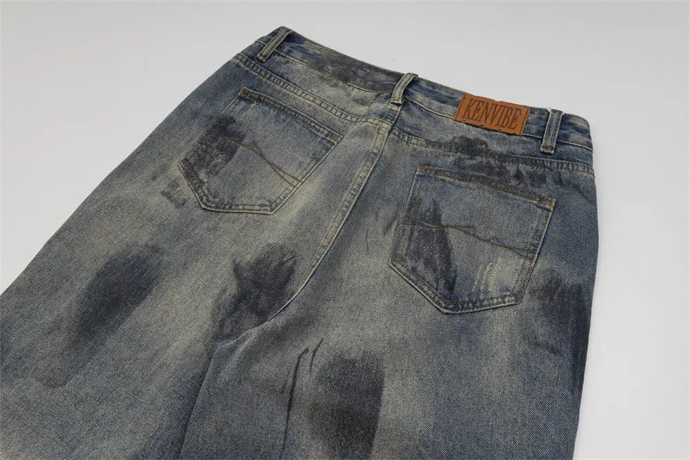 Painting Splash-ink Jeans Men And Women Punk Loose ARZ