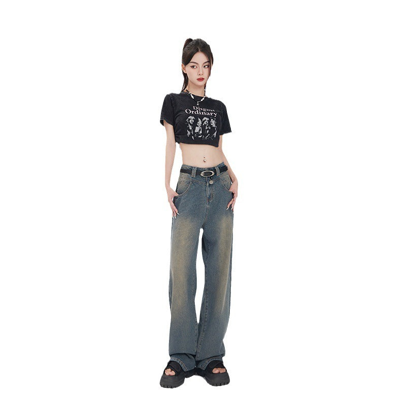 Retro Starry Sky Pattern Women's Loose Fitting Jeans ARZ