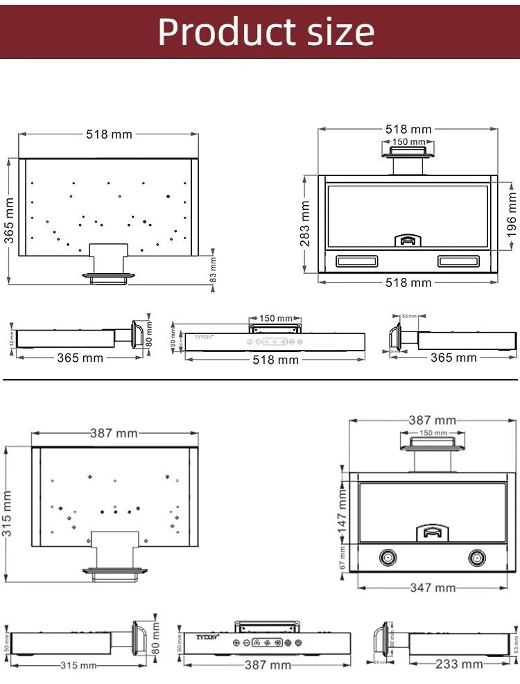 Modification Accessories Trailer Kitchen Range Hood Iveco Quanshun B- Type RV Mini Range Hood ARZ