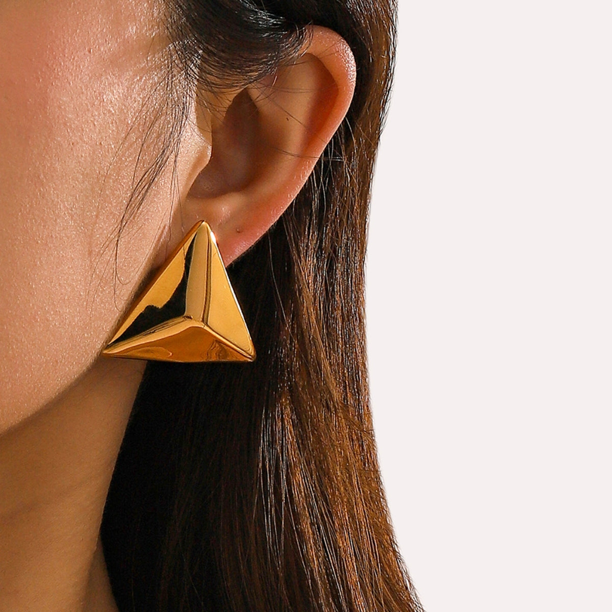 Stainless Steel 3D Triangle Earrings Trendsi