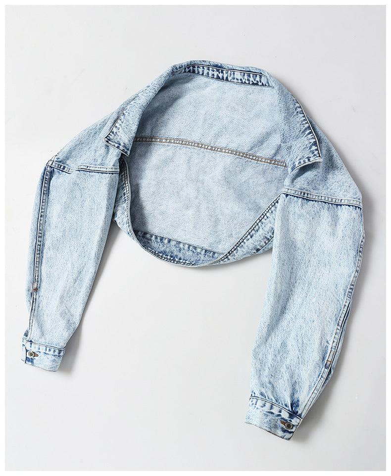 Motorcycle Jacket Short Denim Jacket Top ARZ