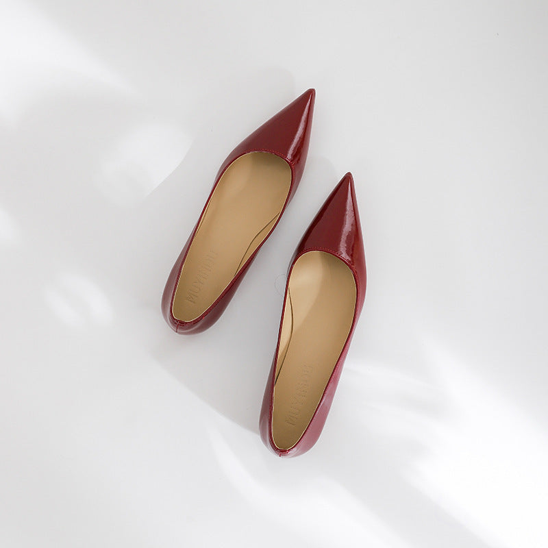 Red Bottom Nude Pointed Flat Shoes ARZ