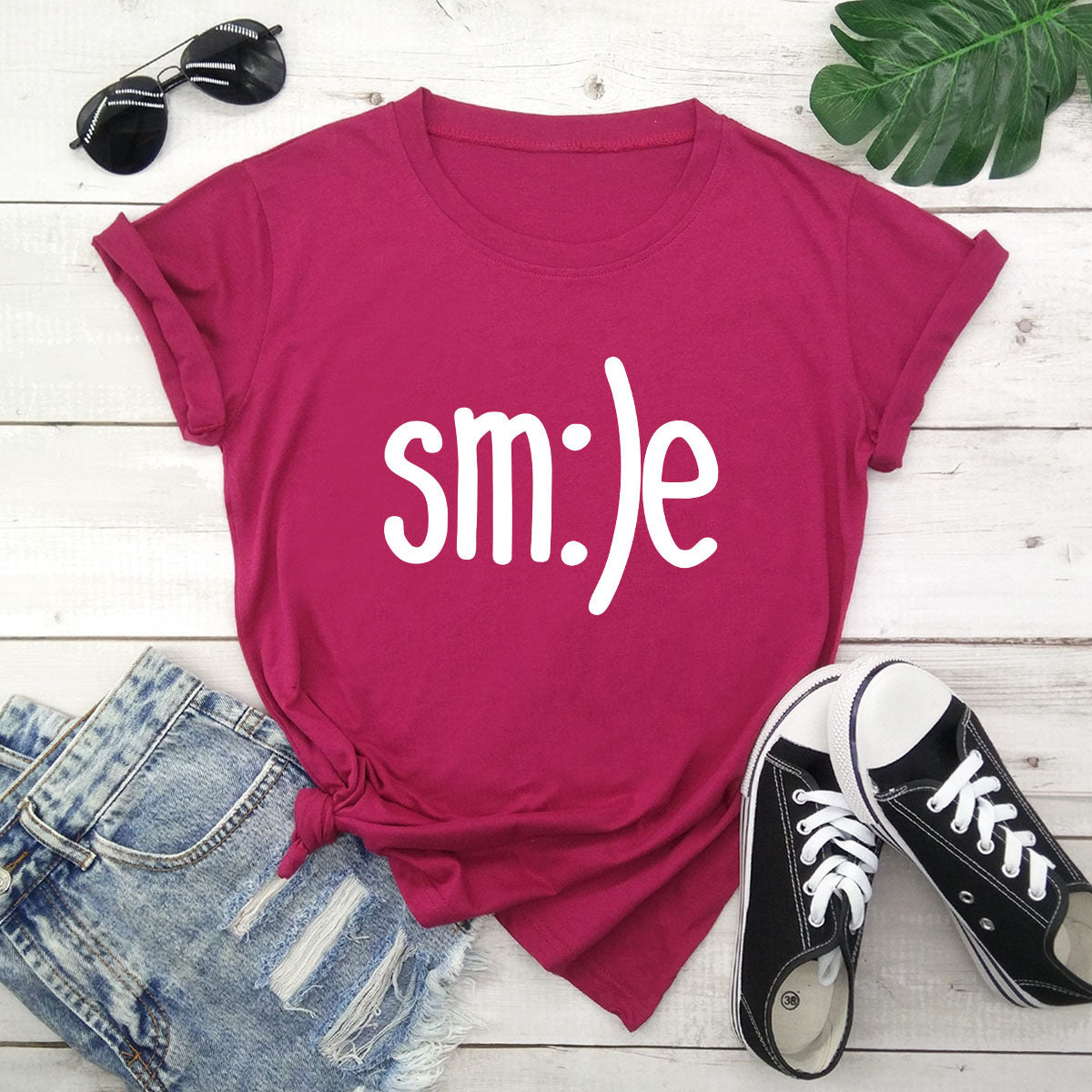 S-5XL Plus Size TShirt Women New Smile Letter Printed Shirt O Neck Short Sleeve Tees Summer Top 100%cotton Women's T-shirts ARZ