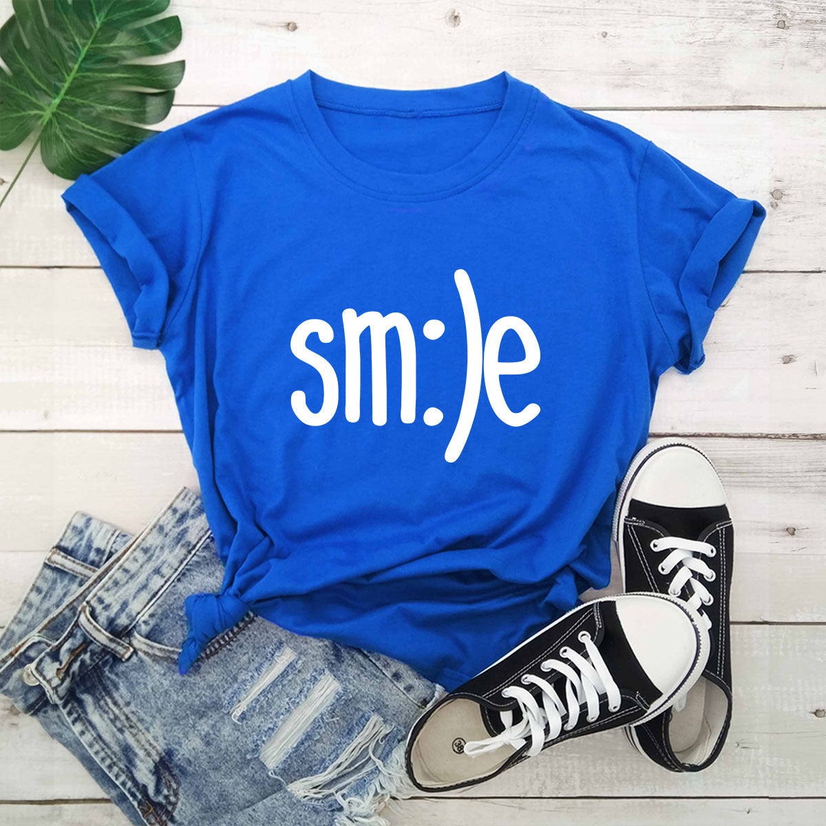 S-5XL Plus Size TShirt Women New Smile Letter Printed Shirt O Neck Short Sleeve Tees Summer Top 100%cotton Women's T-shirts ARZ