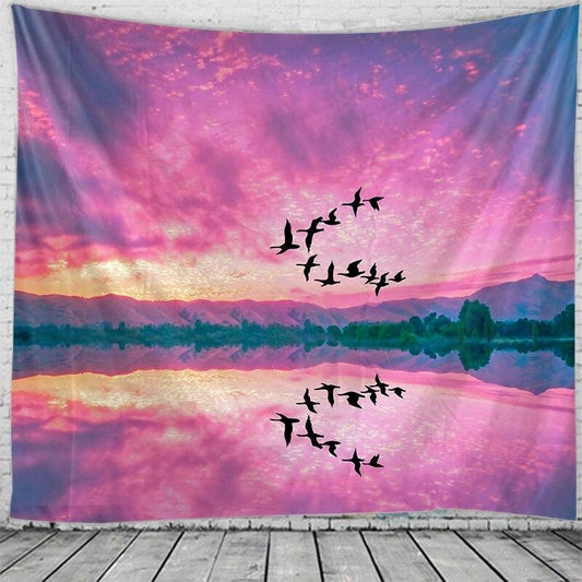 Printed Sky Bird Tapestry Multifunctional Tapestry Sitting Blanket Wall-mounted Beach Towel ARZ