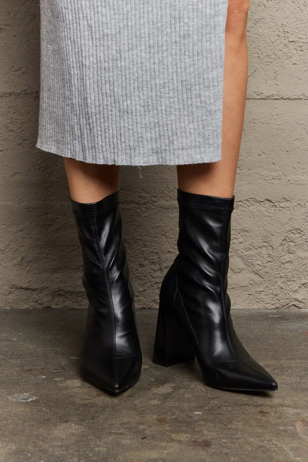 Weeboo Stacy Block Heel Sock Boots Trendsi