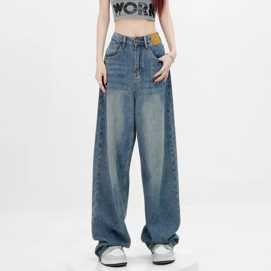 Blue Retro Straight Loose Jeans ARZ