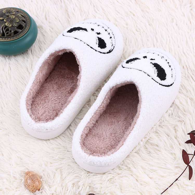 Halloween Skull-smirk Home Slippers Indoor Funny Non-slip House Shoes Winter Warm Bedroom Slippers For Women Men ARZ