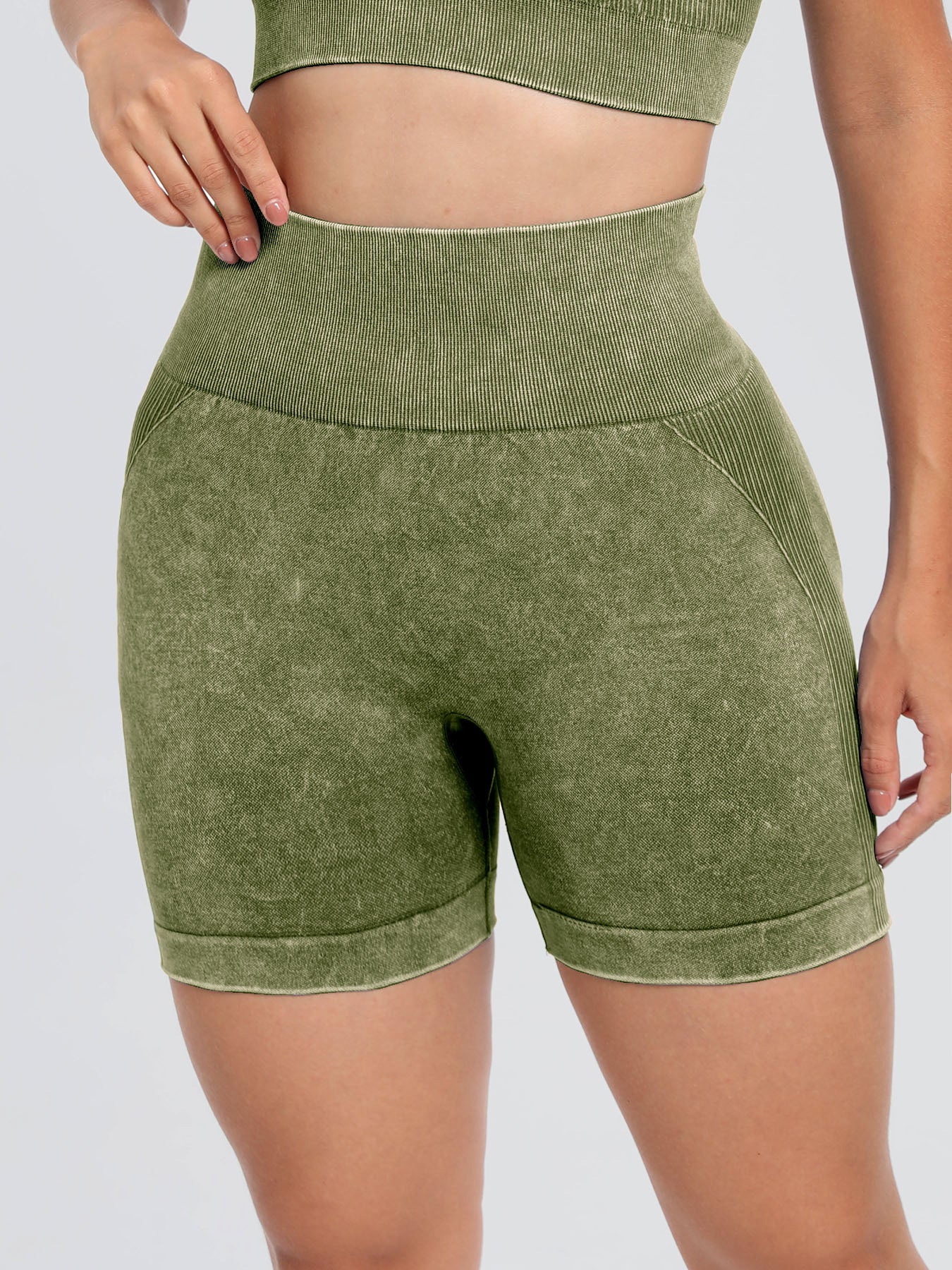 Washed High Waist Active Shorts Trendsi