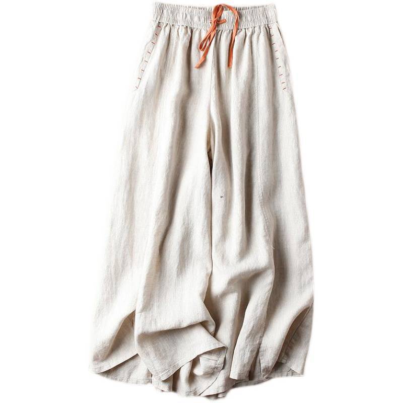 Women's Leisure Artistic Loose Big Hem Cropped Wide-leg Pants ARZ