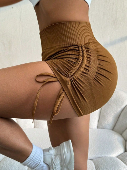 Drawstring High Waist Active Shorts Trendsi