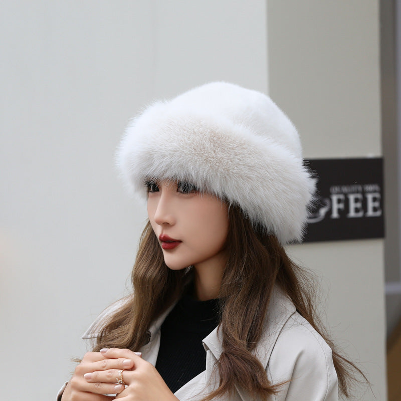 Thick Warm Artificial Fur Fashion Simple Fisherman Hat ARZ