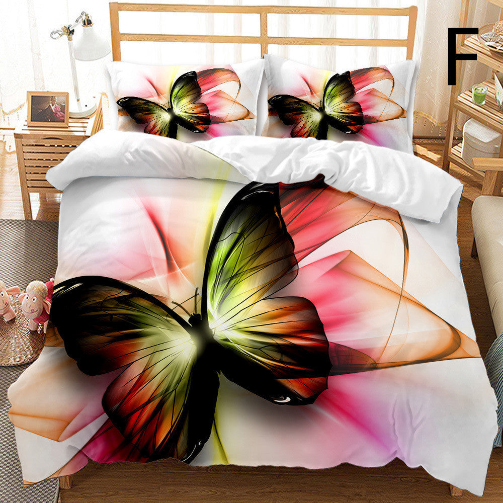 Butterfly Series Three-piece Bedding Quilt Cover Set ARZ