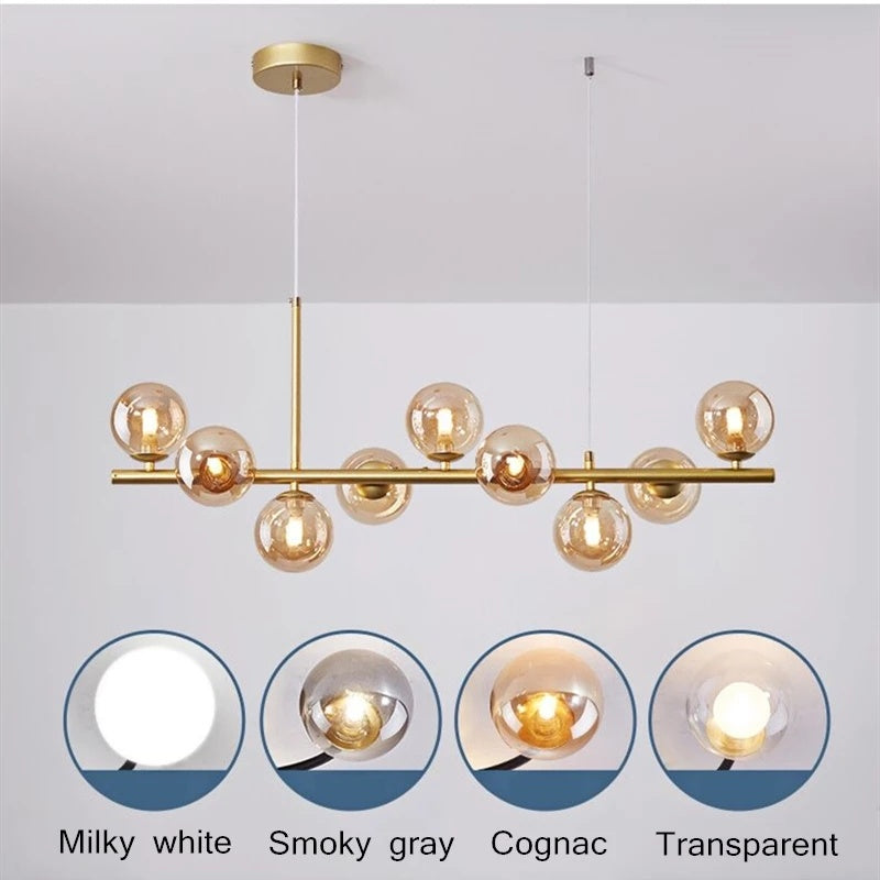 A Long Minimalist Glass Magic Bean Chandelier ARZ