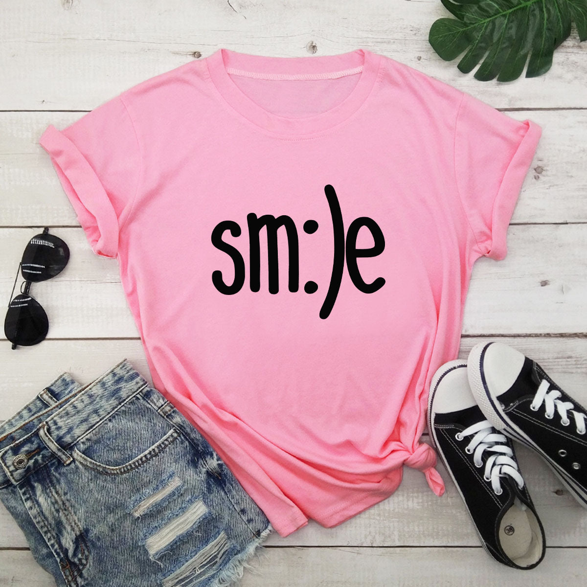 S-5XL Plus Size TShirt Women New Smile Letter Printed Shirt O Neck Short Sleeve Tees Summer Top 100%cotton Women's T-shirts ARZ