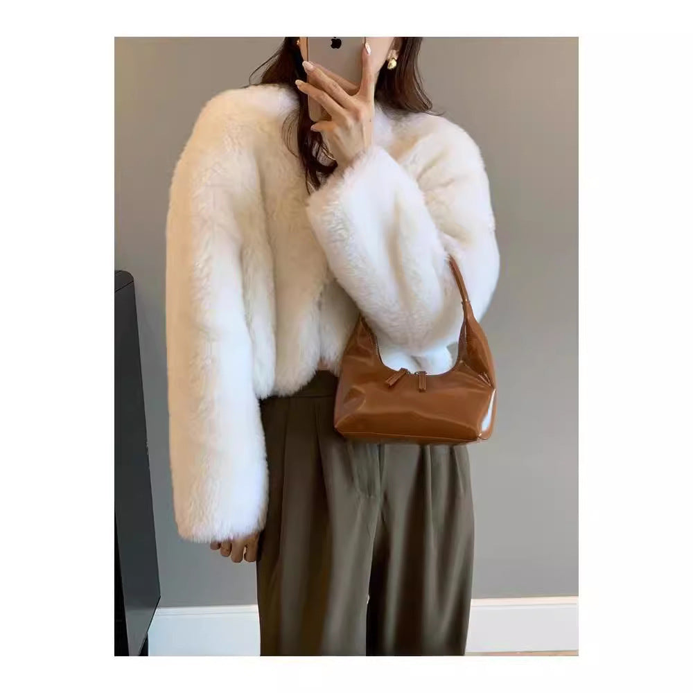 Women's V-neck Korean-style Fur Coat ARZ