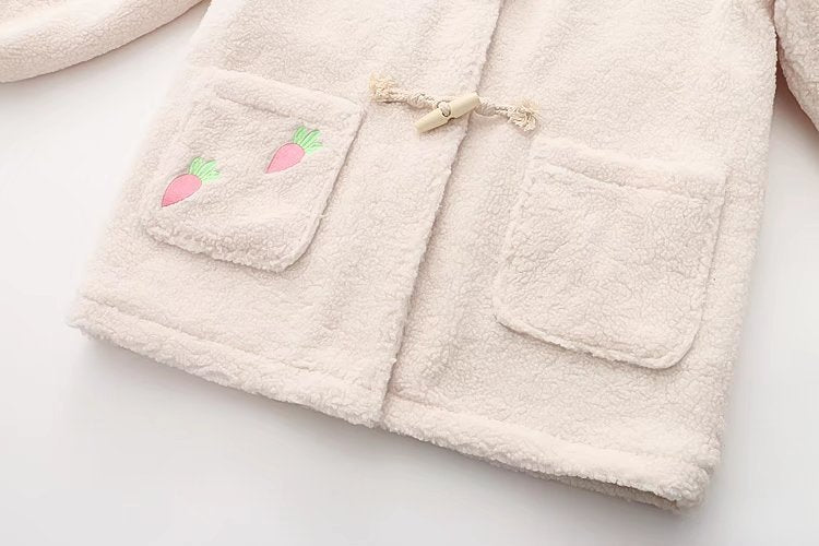 Winter Cartoon Little Lamb Cotton Velvet Thickening Embroidery Rabbit Mid-length  Jacket ARZ