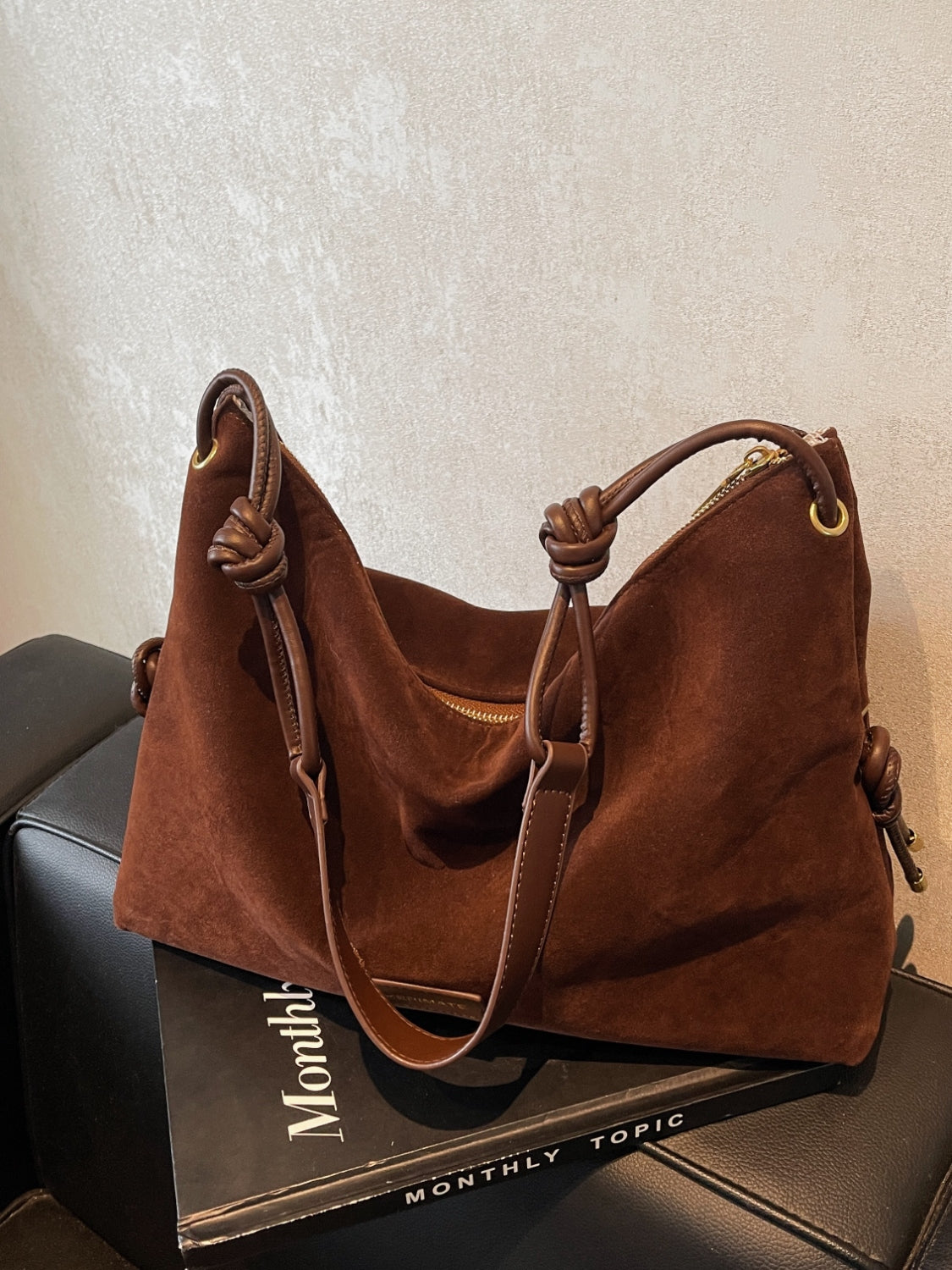 Suede Large Shoulder Bag Trendsi