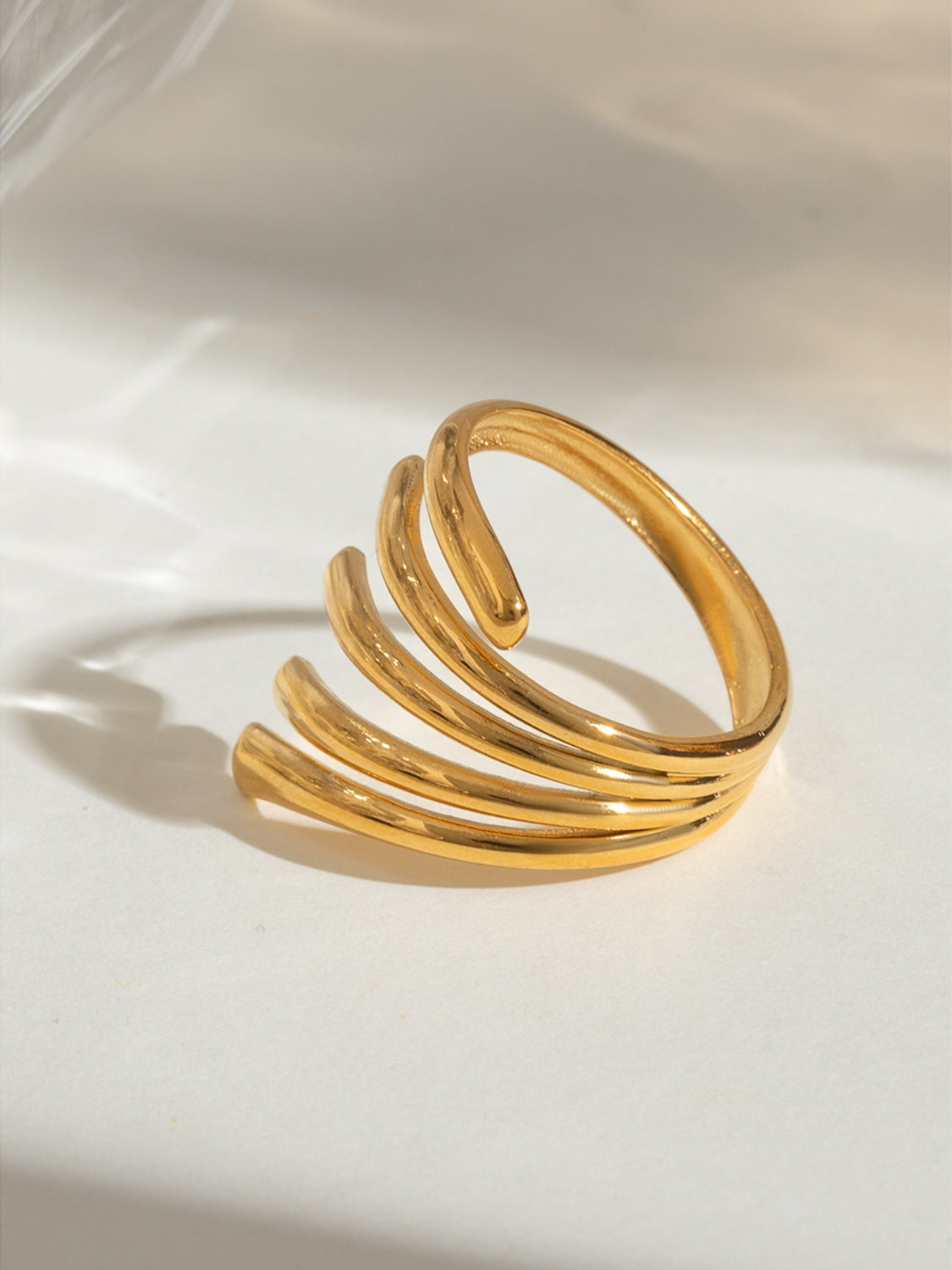 18K Gold-Plated Stainless Steel Irregular Lines Open Ring Trendsi