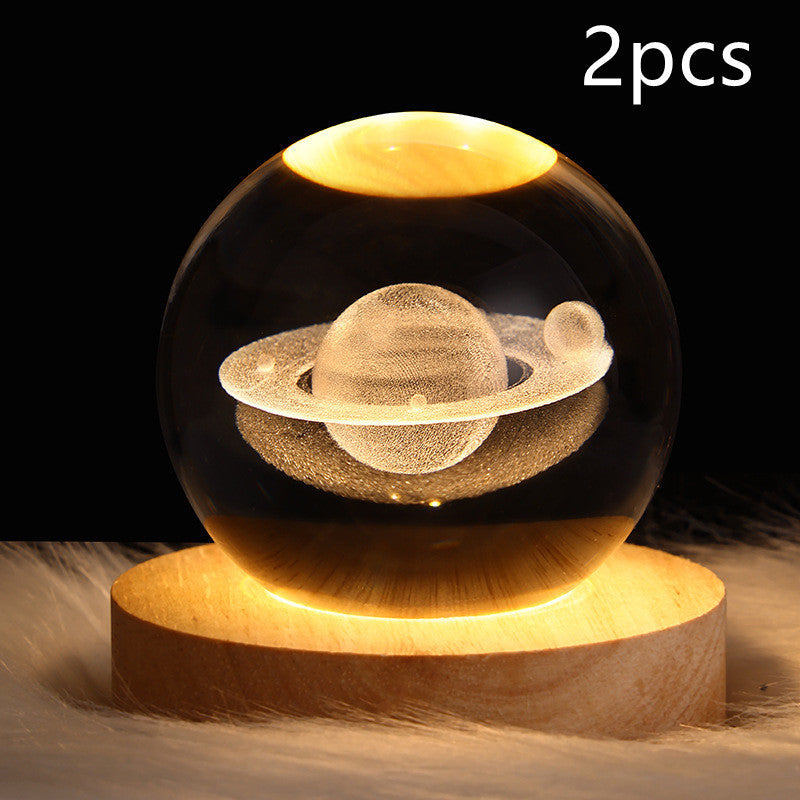 LED Night Light Galaxy Crystal Ball Table Lamp 3D Planet Moon Lamp Bedroom Home Decor For Kids Party Children Birthday Gifts ARZ