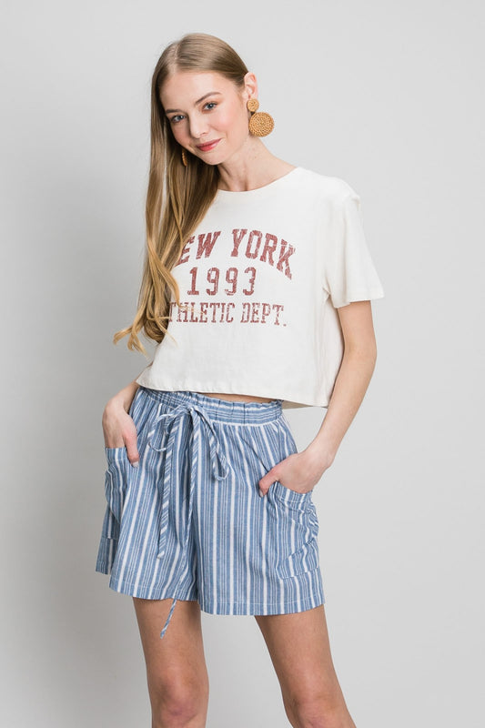 Cotton Bleu by Nu Label Yarn Dye Striped Shorts Trendsi