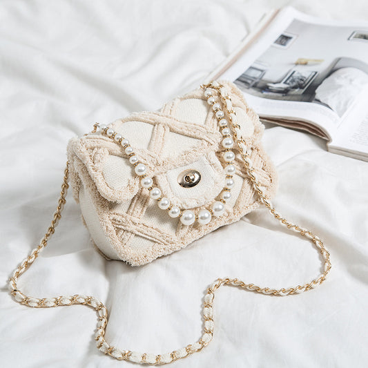 Lingge Pearl Bag Cloth Bag Shoulder Messenger Bag Female Bag ARZ