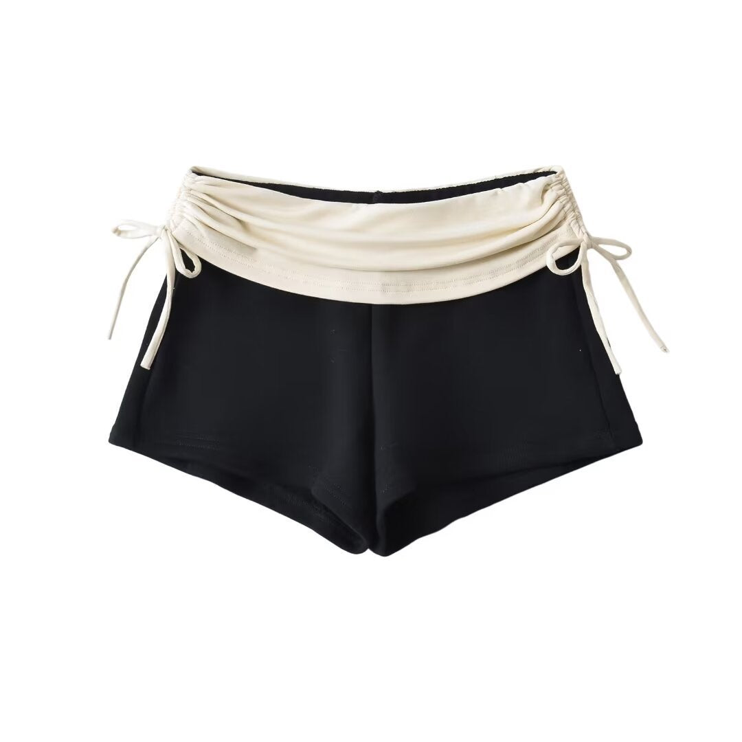 Fashion Stitching Side Drawstring Hot Pants ARZ